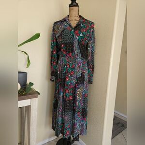 Leslie Fay Multicolor Long Sleeve Dress